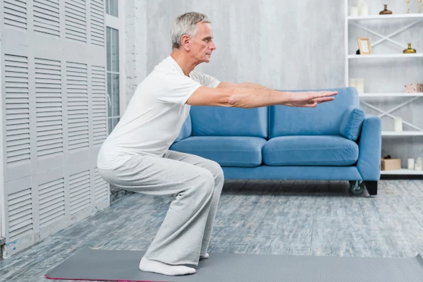 knee osteoarthritis - senior-man-exercising-home