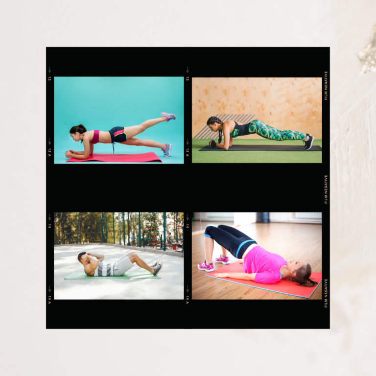 A person performing abdominal exercises, lying on a mat with their knees bent and hands behind their head.